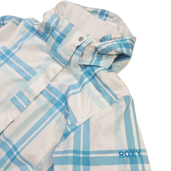 Roxy Snow Jacket Womens Large White Blue Hooded Insulated Snowboarding Outdoor - Picture 5 of 14